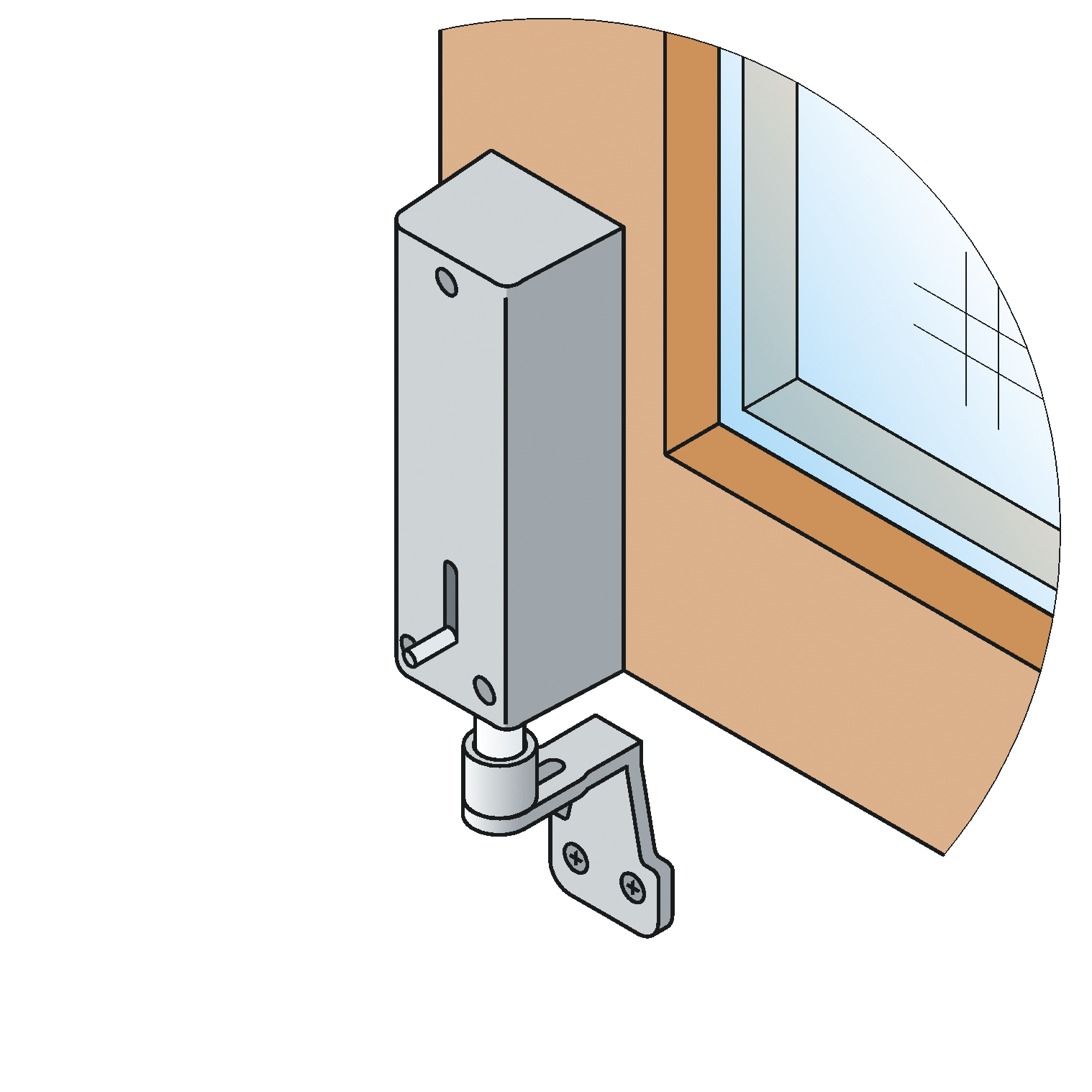 Prospettiva gancio G/E per finestra gi�